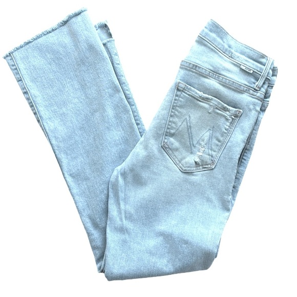 MOTHER The Insider Crop Step Fray Denim Jeans Free Hugs Distressed Wash Size 27 - Picture 14 of 14